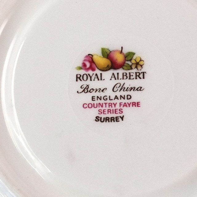 Royal Albert colour pictorial mark with fruit, COUNTRY FAYRE SERIES, SURREY