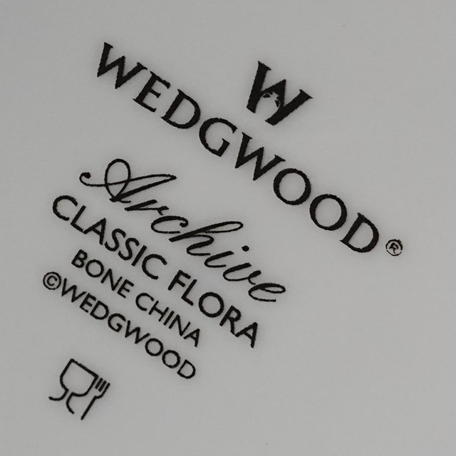 Modern Wedgwood mark with a squared W monogram, WEDGWOOD, Archive, Classic Flora, Bone China, copyright Wedgwood
