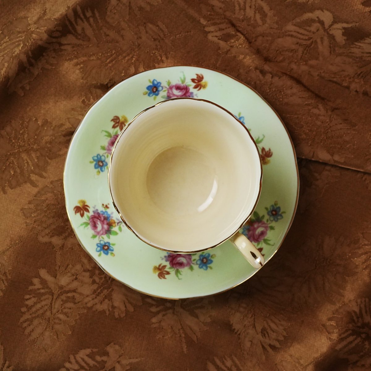 Vintage Aynsley Mint Green Teacup & Saucer photo 2
