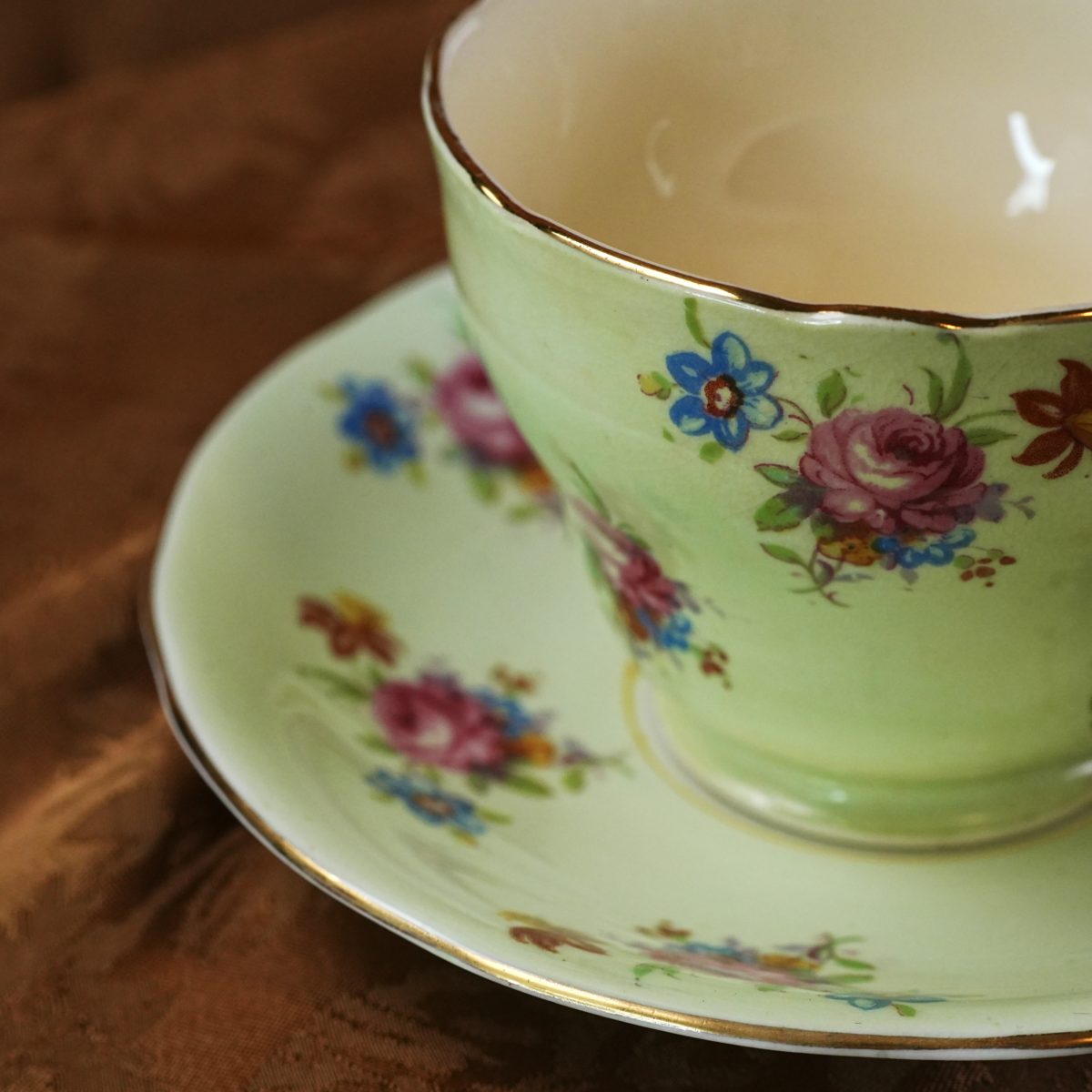 Vintage Aynsley Mint Green Teacup & Saucer photo 3