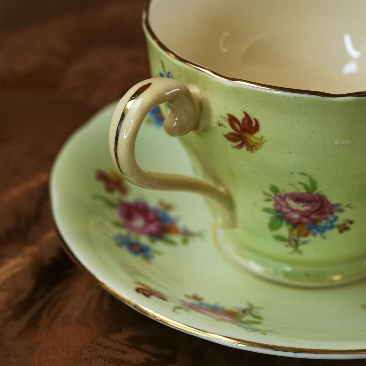 Vintage Aynsley Mint Green Teacup & Saucer photo 4