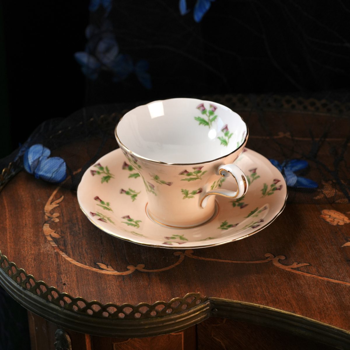Vintage Aynsley Scots Thistle Teacup And Saucer photo 2