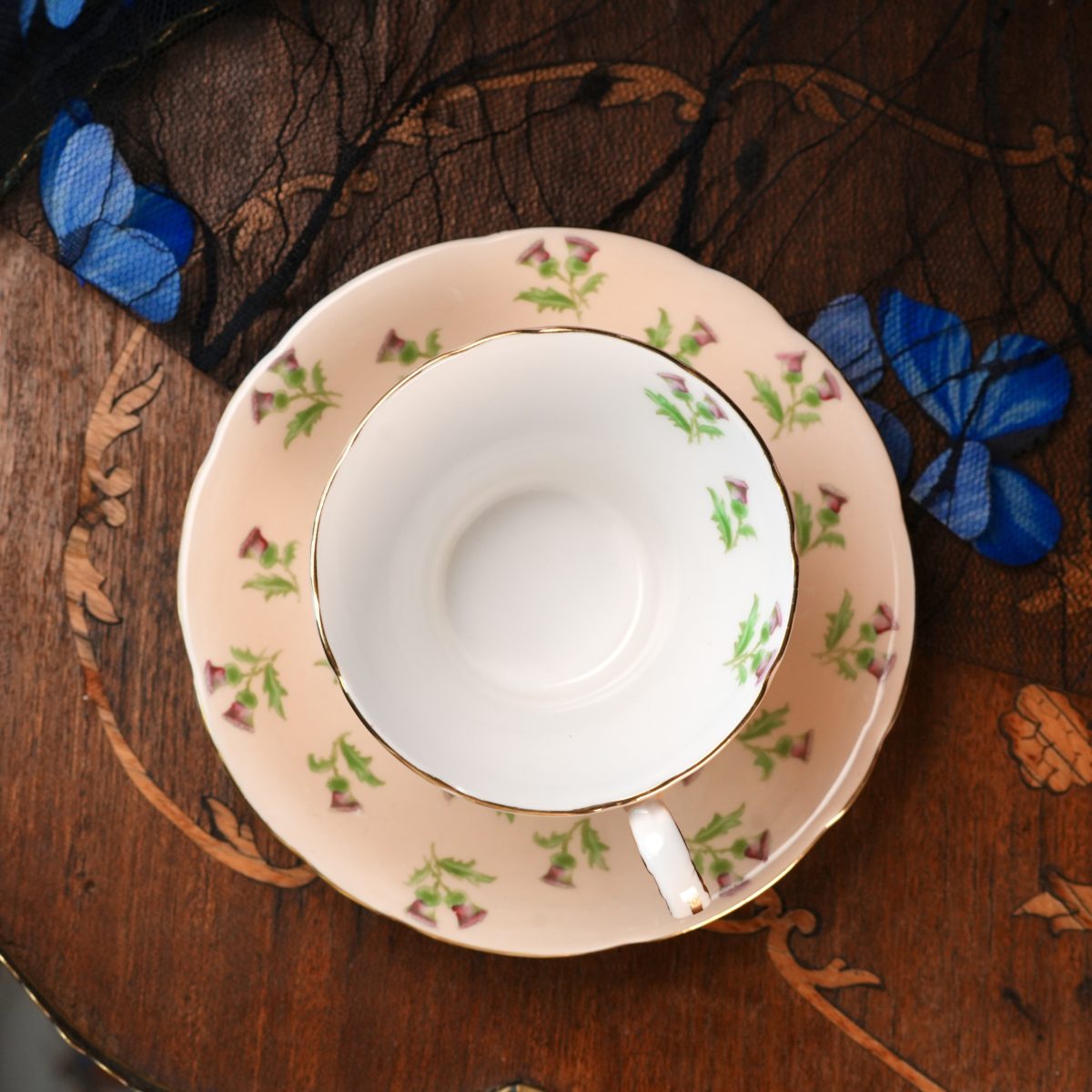Vintage Aynsley Scots Thistle Teacup And Saucer photo 3