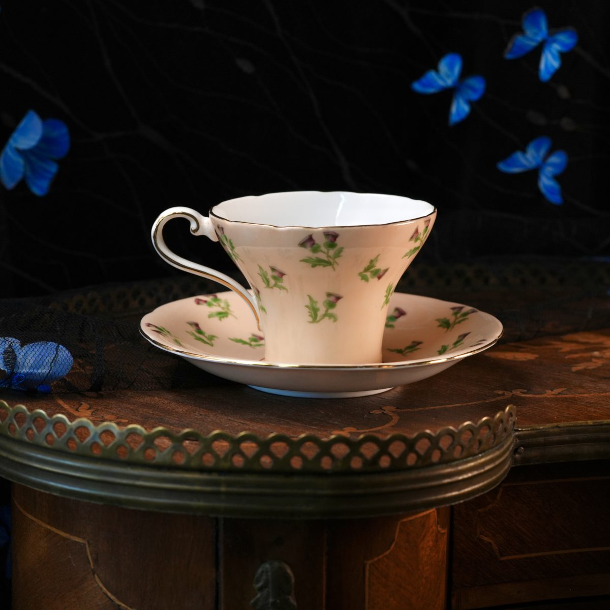 Vintage Aynsley Scots Thistle Teacup And Saucer photo 5