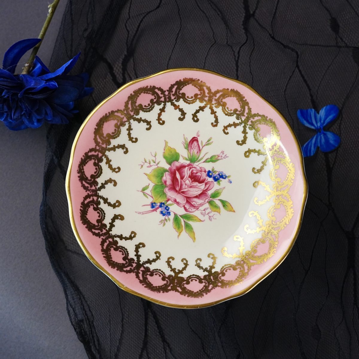 Vintage Aynsley Pink & Gold Footed Sweetmeat Compote photo 4