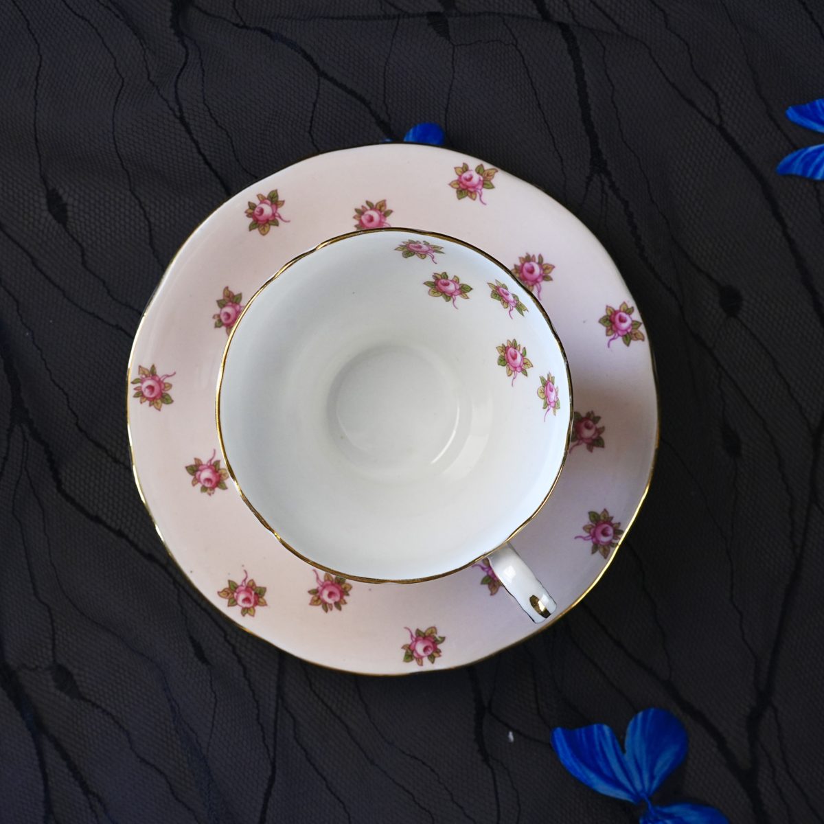 Vintage Aynsley Pink Rosebud Corset Teacup & Saucer photo 3