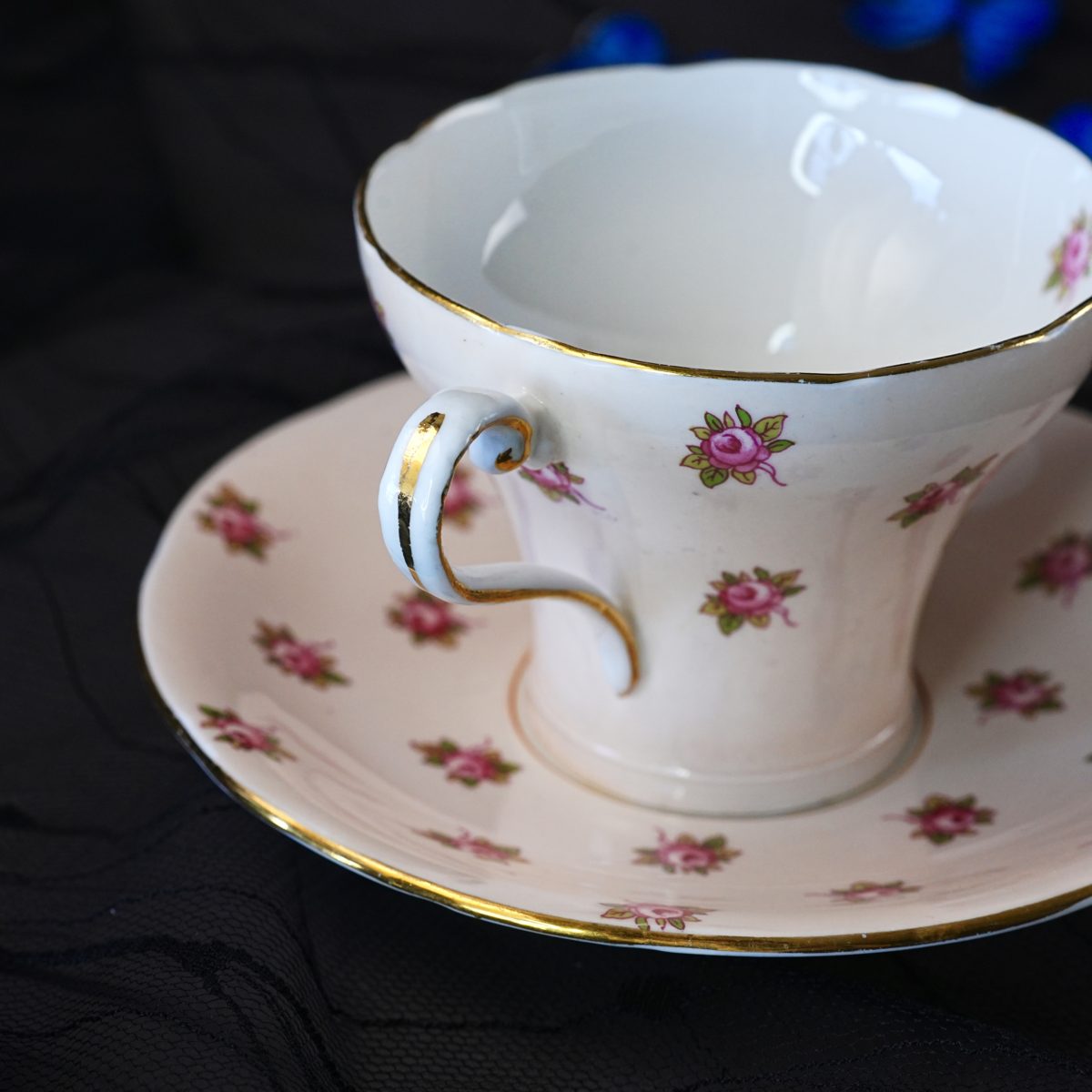 Vintage Aynsley Pink Rosebud Corset Teacup & Saucer photo 4
