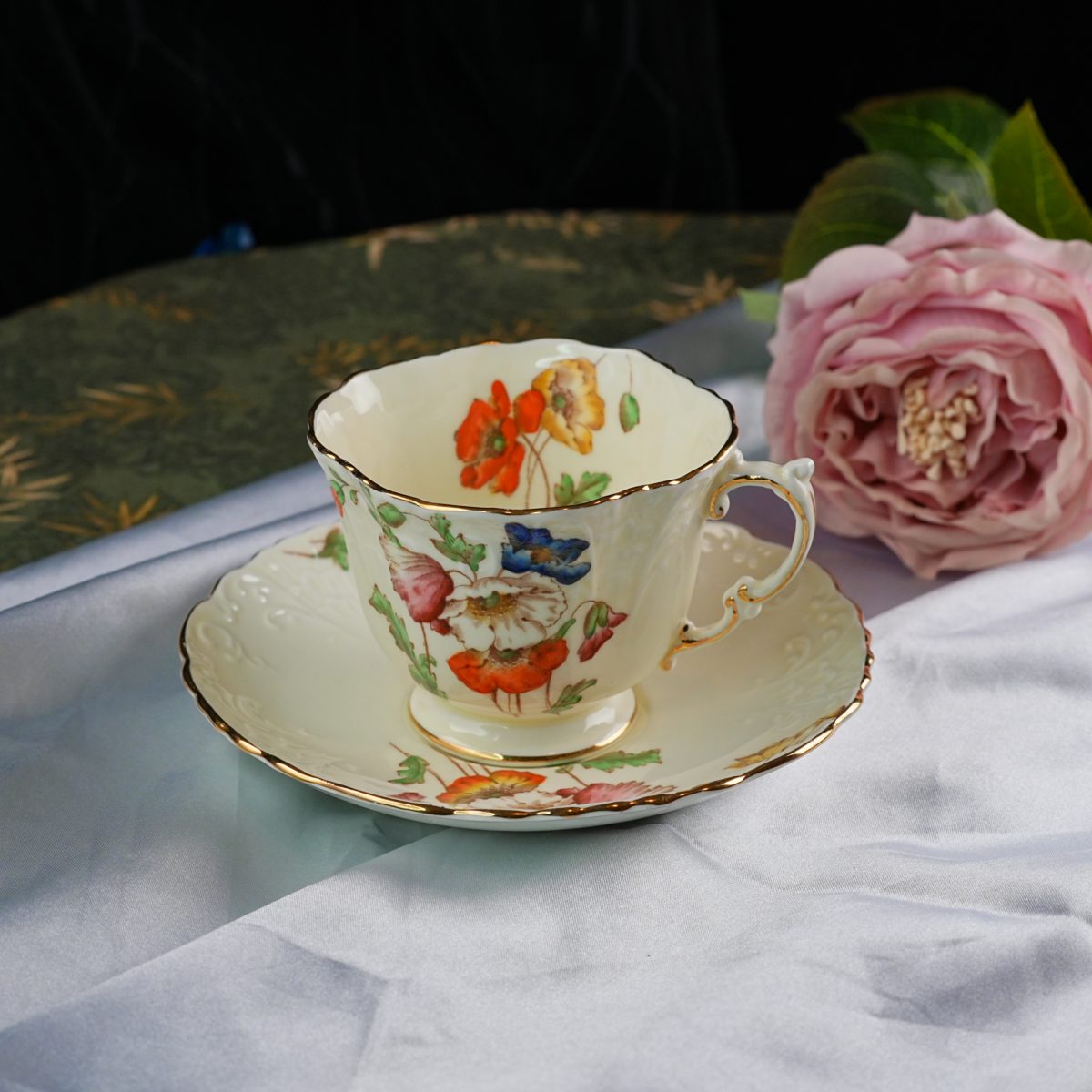 Vintage Aynsley Poppy Teacup & Saucer photo 2