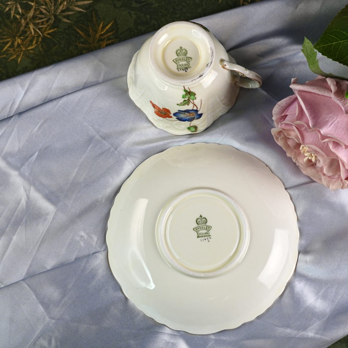 Maker's mark on the base of Vintage Aynsley Poppy Teacup & Saucer