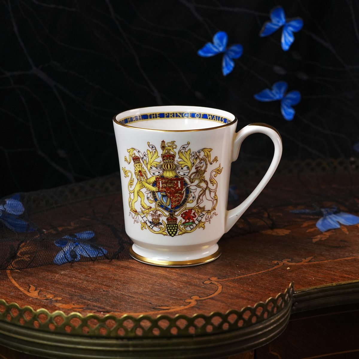 Vintage Aynsley Prince of Wales Investiture Mug – Full Succession Roll Since 1301, Caernarfon Castle, Ich Dien, Fine English Bone China 1969