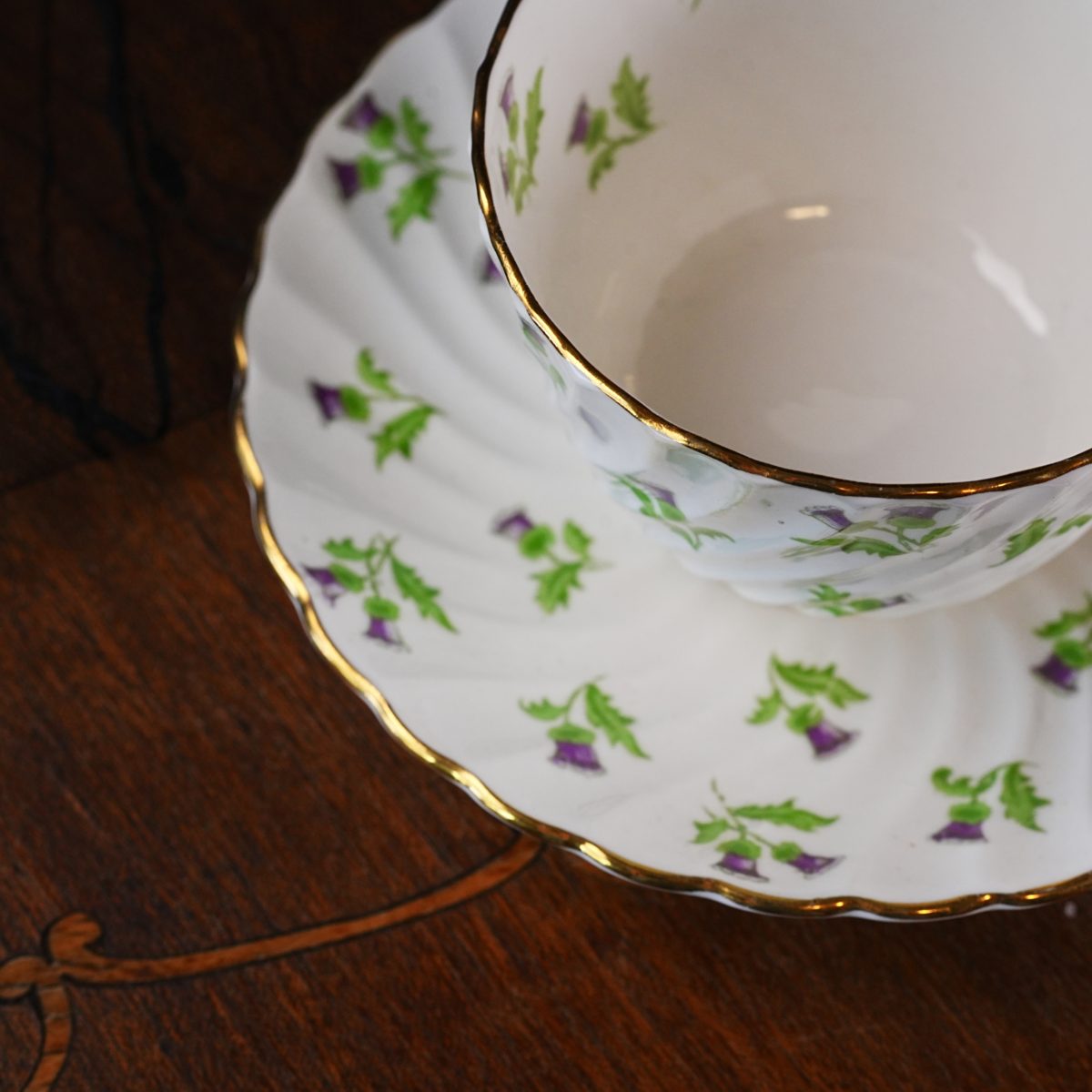 Vintage Aynsley Thistle Teacup and Saucer photo 3