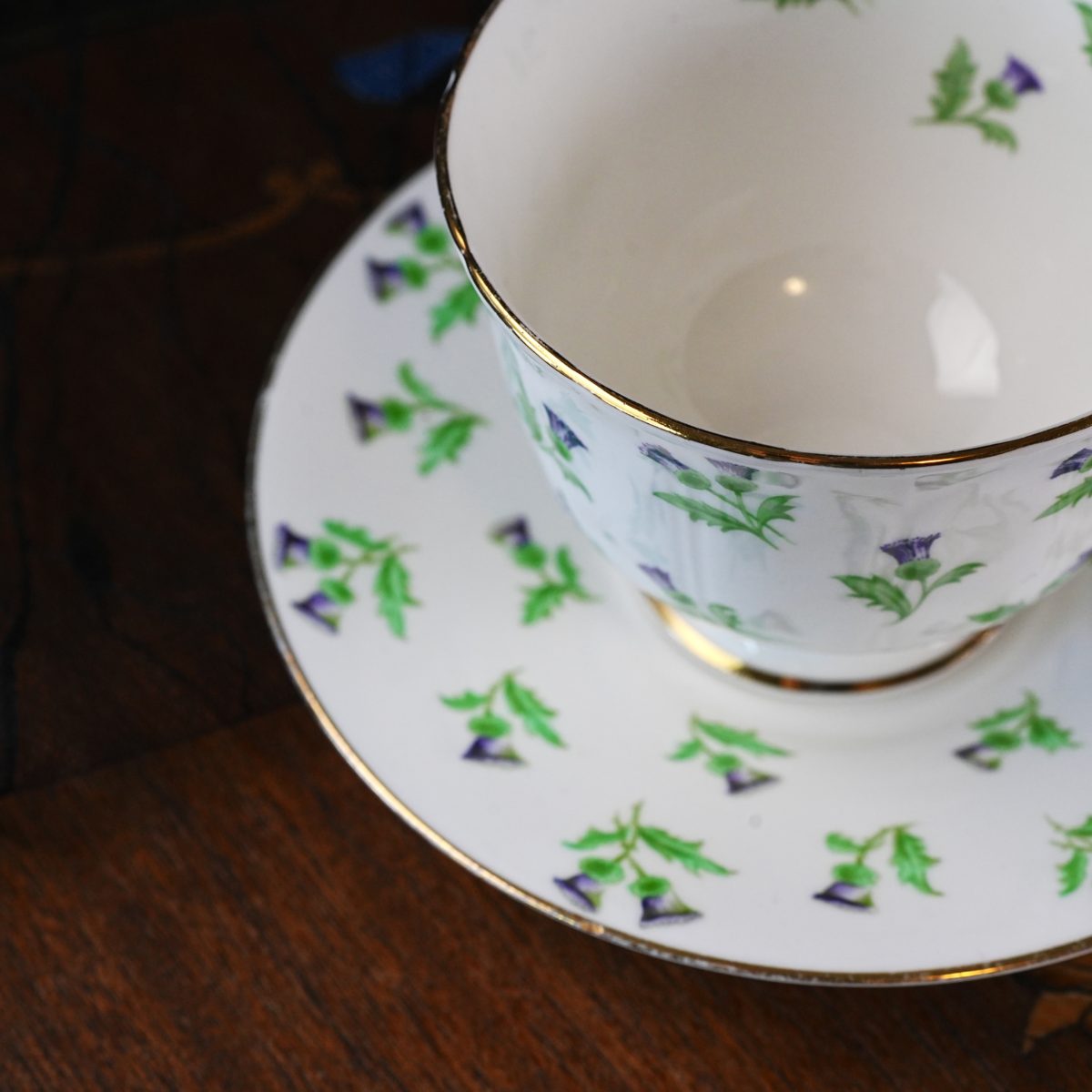 Vintage Aynsley Scots Thistle Teacup and Saucer photo 2