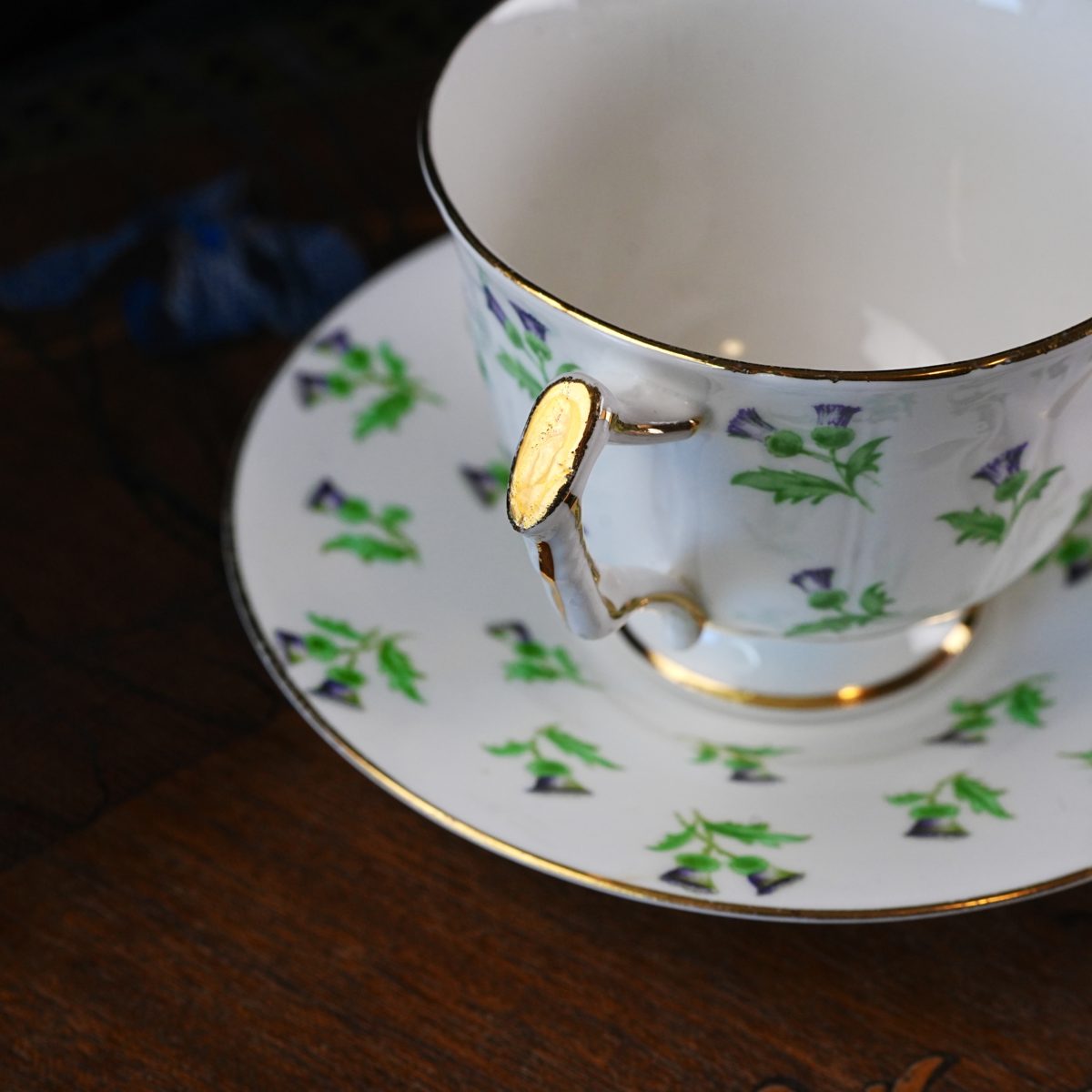 Vintage Aynsley Scots Thistle Teacup and Saucer photo 3