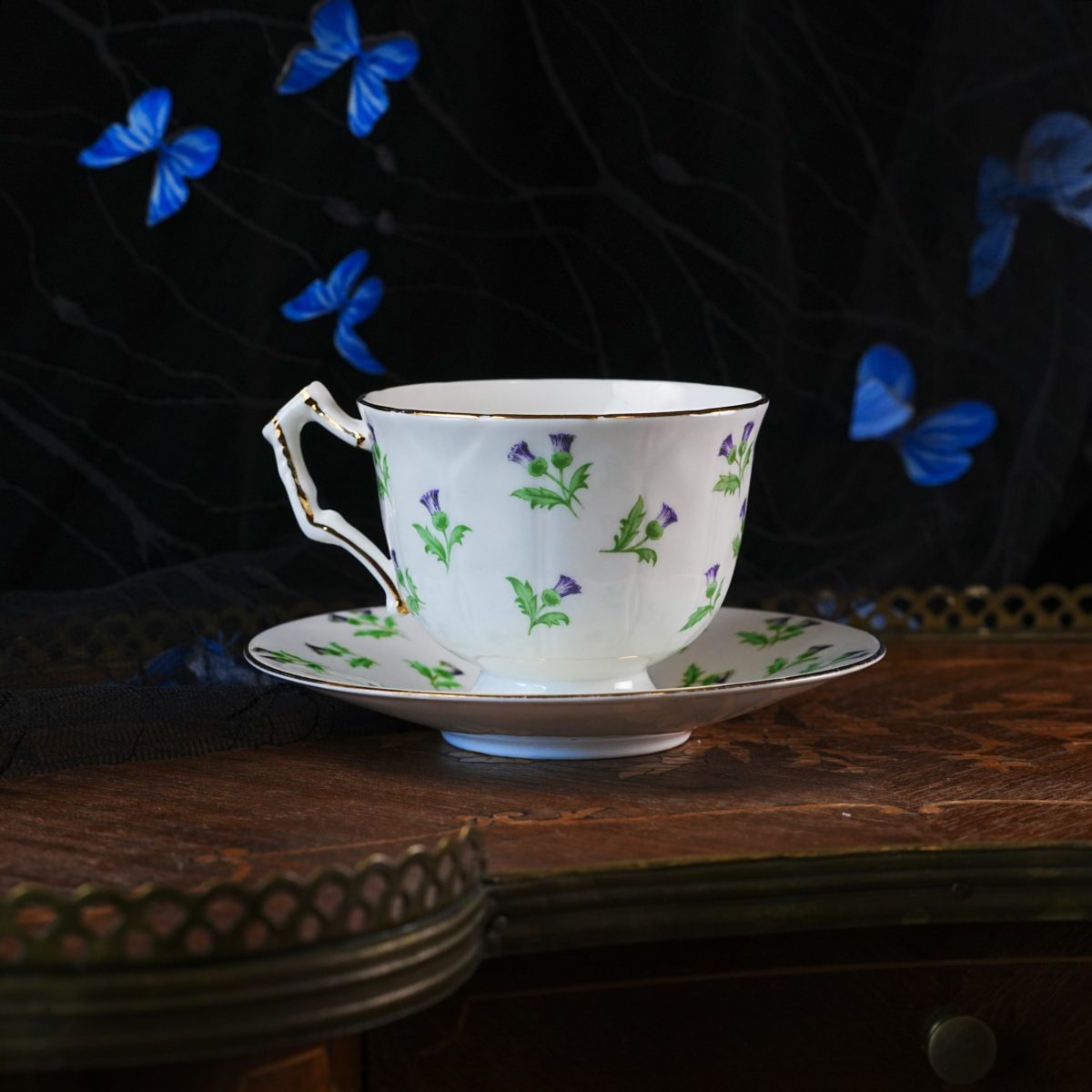 Vintage Aynsley Scots Thistle Teacup and Saucer photo 4
