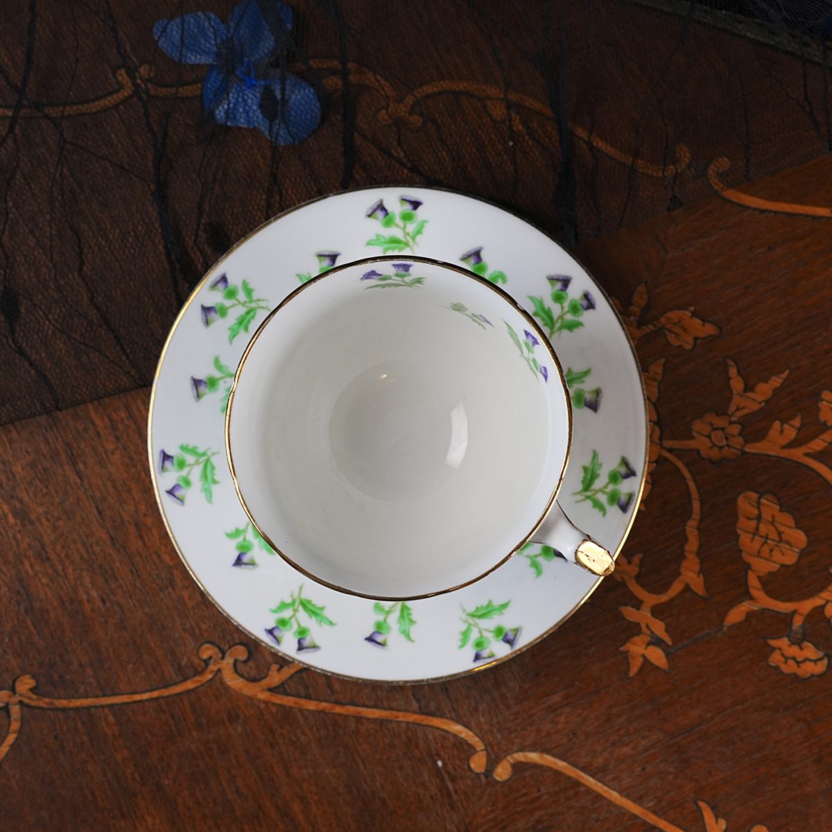 Vintage Aynsley Scots Thistle Teacup and Saucer photo 5