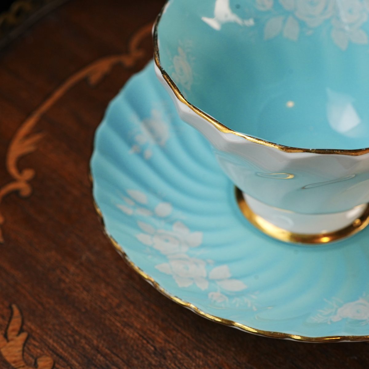 Vintage Aynsley Turquoise Teacup & Saucer photo 3