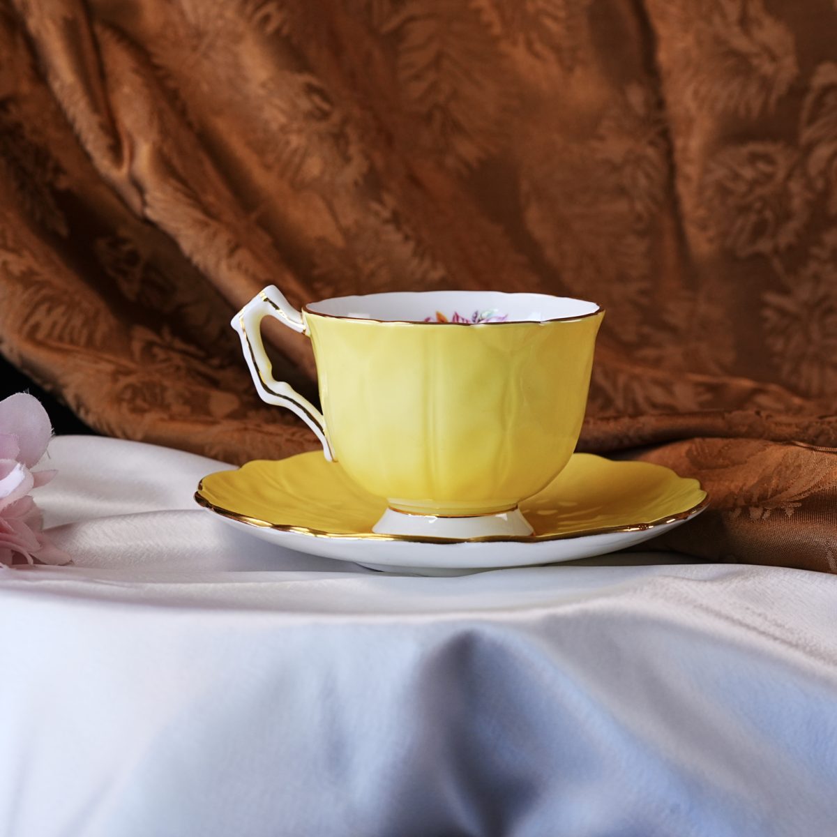 Vintage Aynsley Yellow Floral Teacup and Saucer photo 5