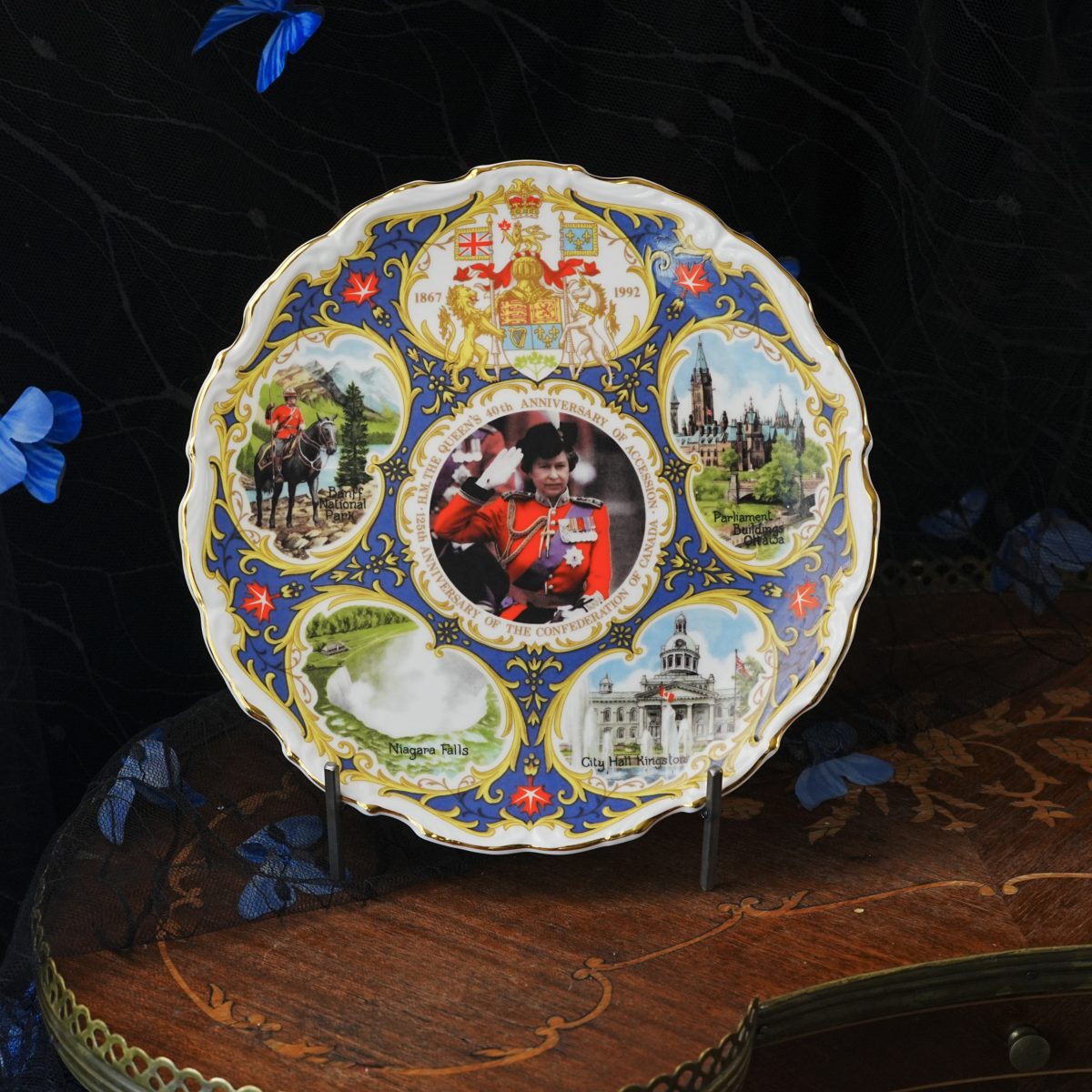 Vintage Canada 125th Confederation Plate Queens 40th Accession – Peter Jones Exclusive, Limited Edition Of 5000, Signed John Ball 1992