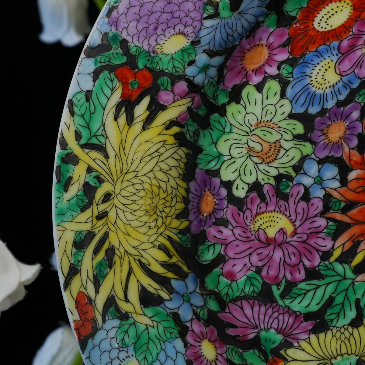 Antique Chinese Famille Rose Mille Fleurs Chrysanthemum Plate photo 3