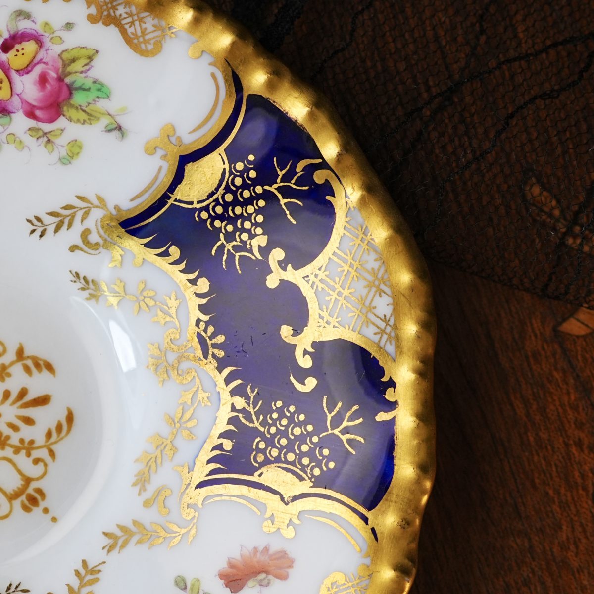 Antique Coalport Cobalt Blue Gilt Saucer, No Cup photo 3