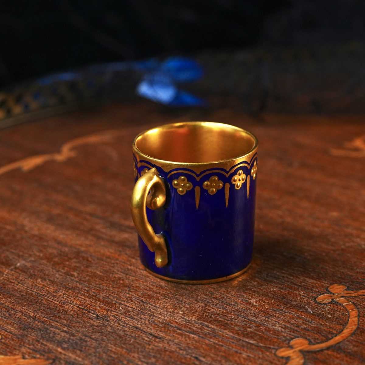 Antique Coalport Cobalt Blue Demitasse Cup photo 4