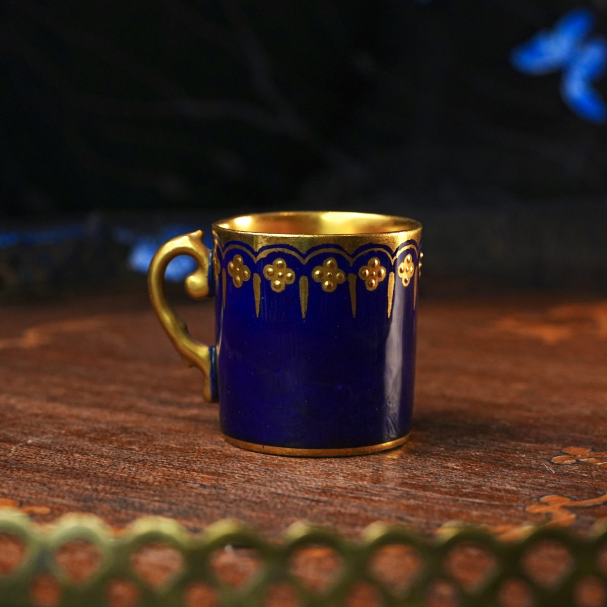 Antique Coalport Cobalt Blue Demitasse Cup photo 5