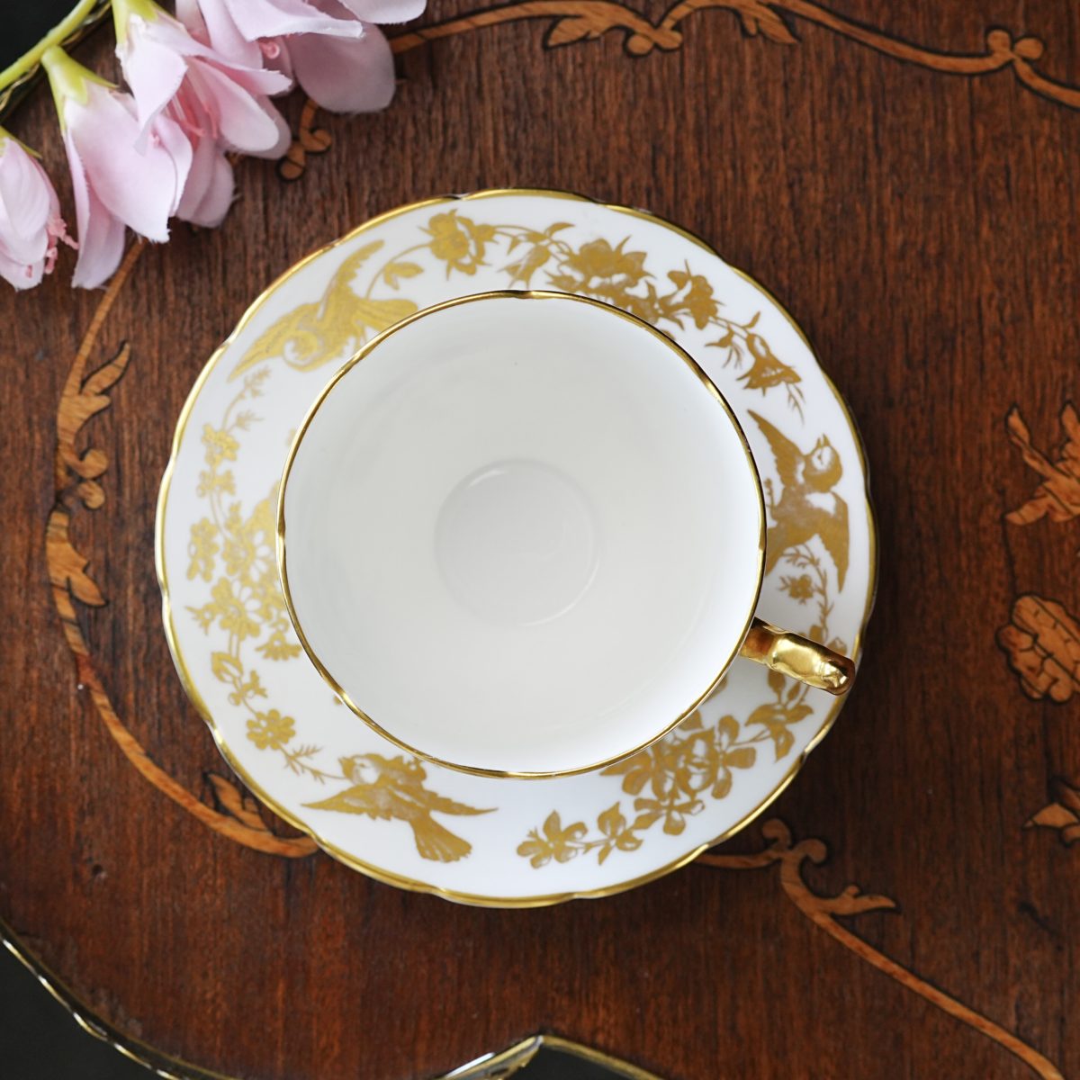 Vintage Coalport Cairo Gold Bird and Floral Teacup and Saucer photo 2