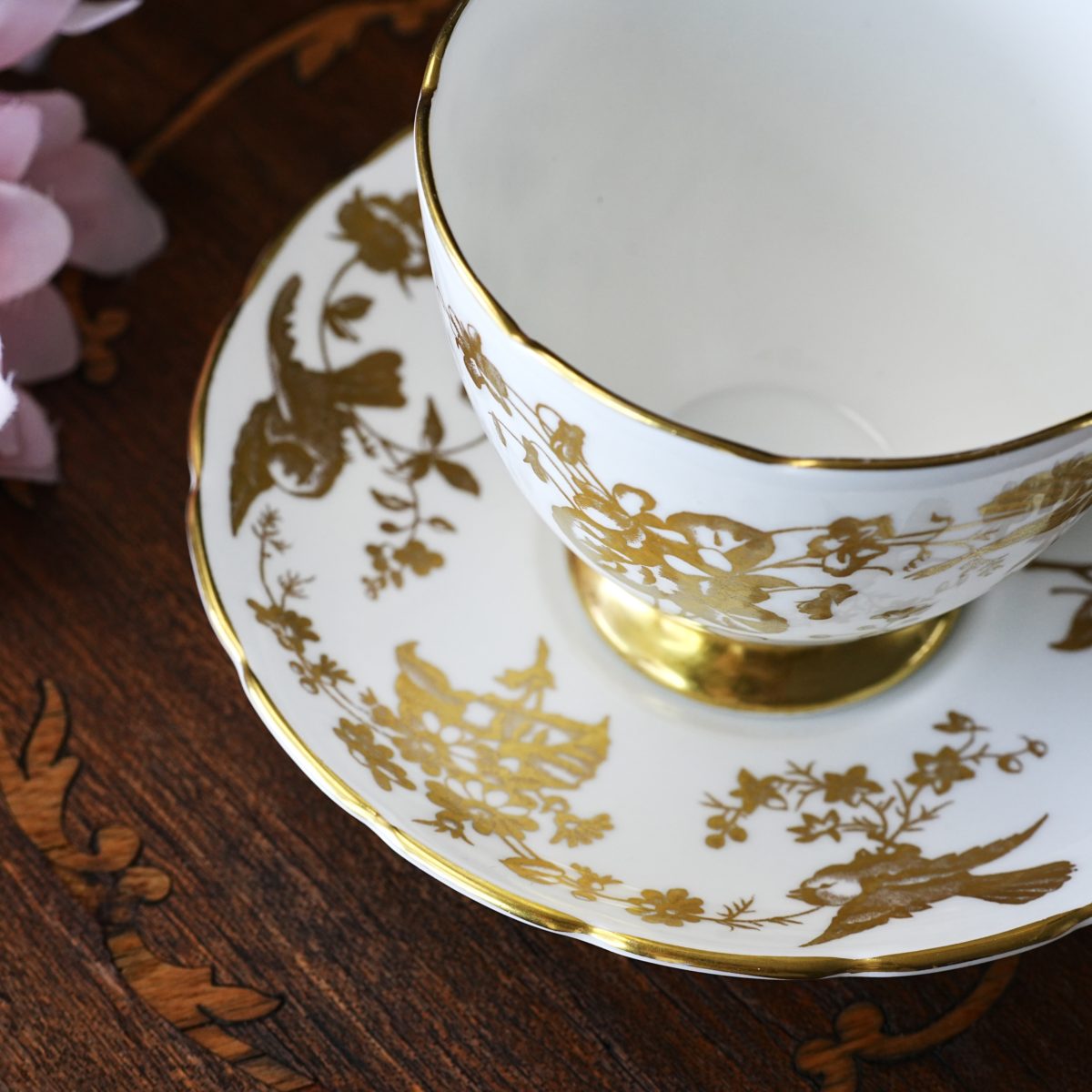 Vintage Coalport Cairo Gold Bird and Floral Teacup and Saucer photo 3