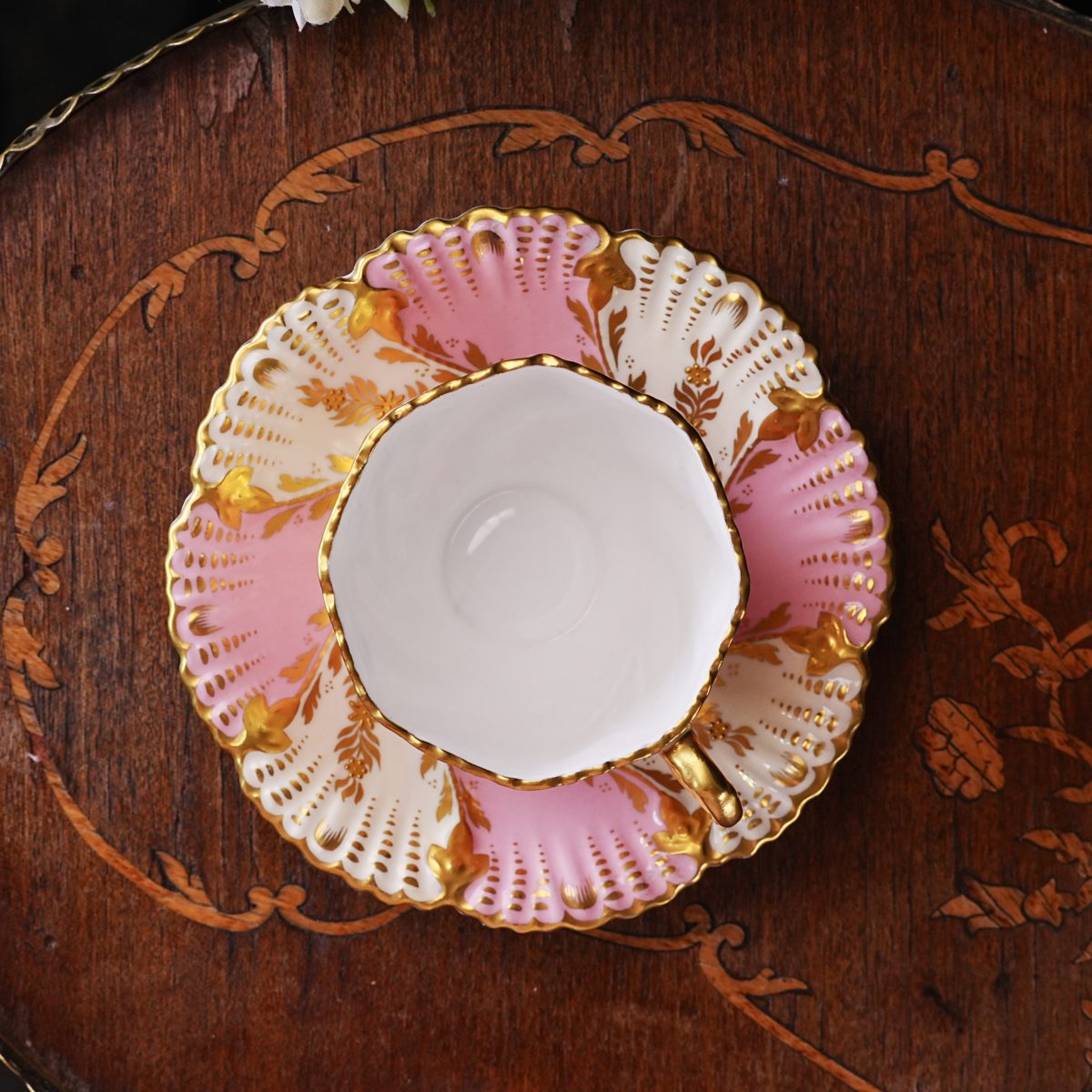 Vintage Coalport Pink & Gold Jewelled Cabinet Cup and Saucer photo 5