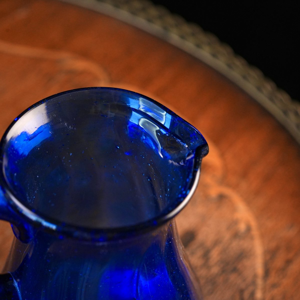 Antique Hand Blown Cobalt Blue Glass Cream Jug photo 3