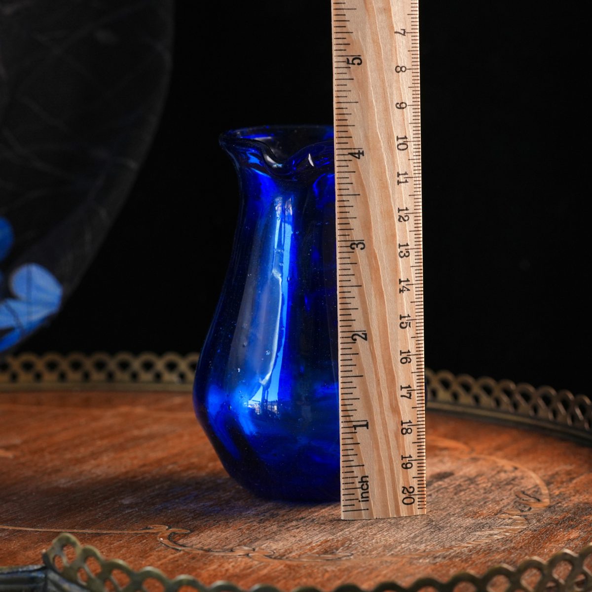 Antique Hand Blown Cobalt Blue Glass Cream Jug photo 5
