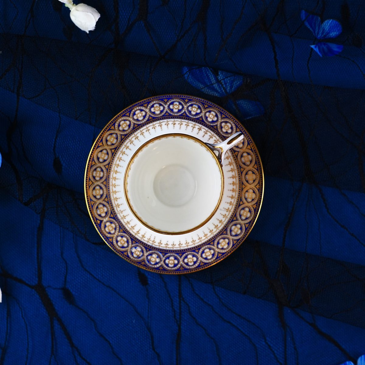 Vintage English Cobalt Blue & Gold Demitasse Cup & Saucer photo 2