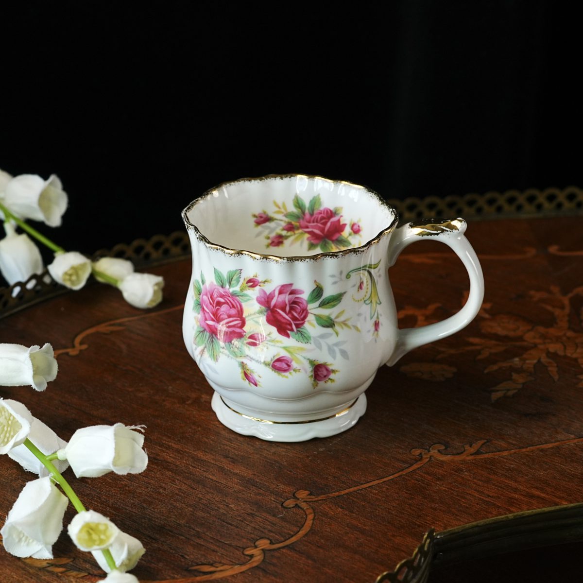 Vintage Elizabethan Anniversary Rose Series Moss Rose Mug – Fine Bone China, England, Cottagecore Pink Rose Cup 1970s