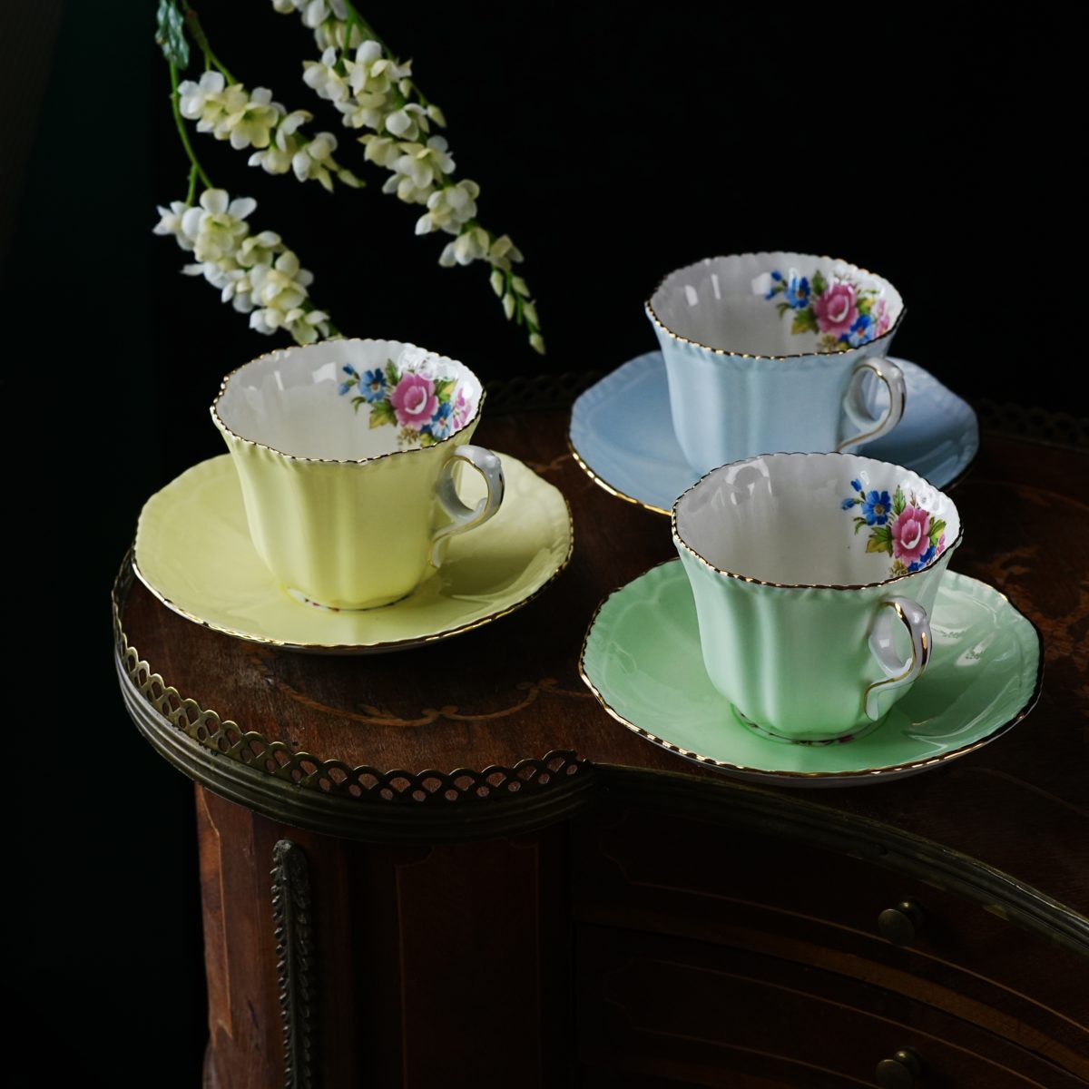 Vintage Grafton China Pastel Fluted Teacup and Saucer photo 3