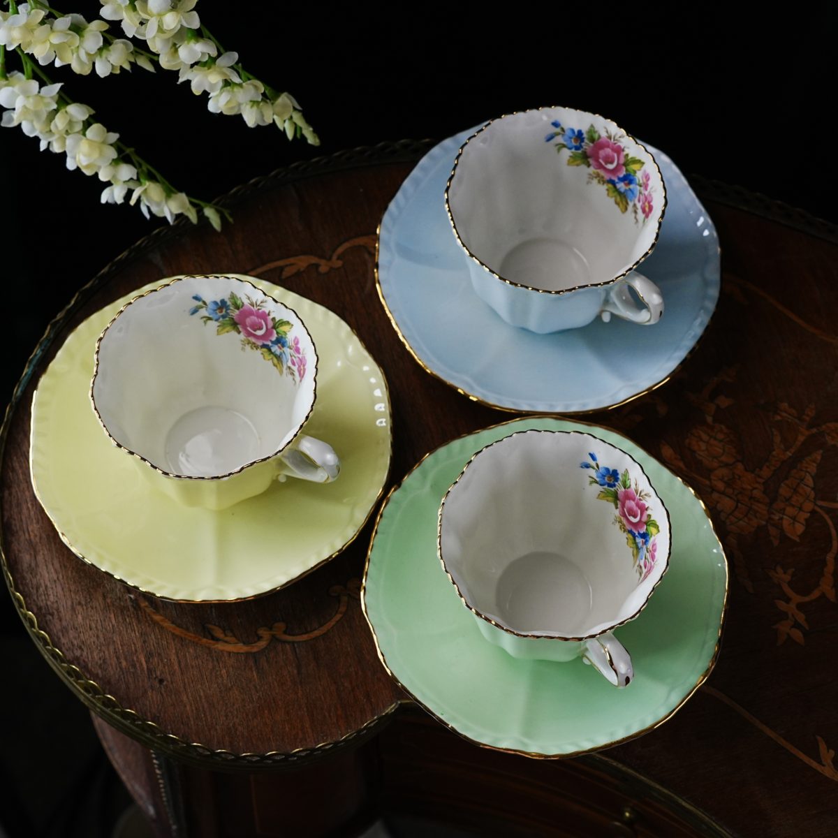 Vintage Grafton China Pastel Fluted Teacup and Saucer photo 4
