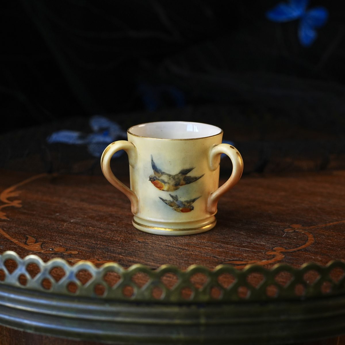 Antique Grainger Royal China Works Miniature Three Handled Tyg photo 3