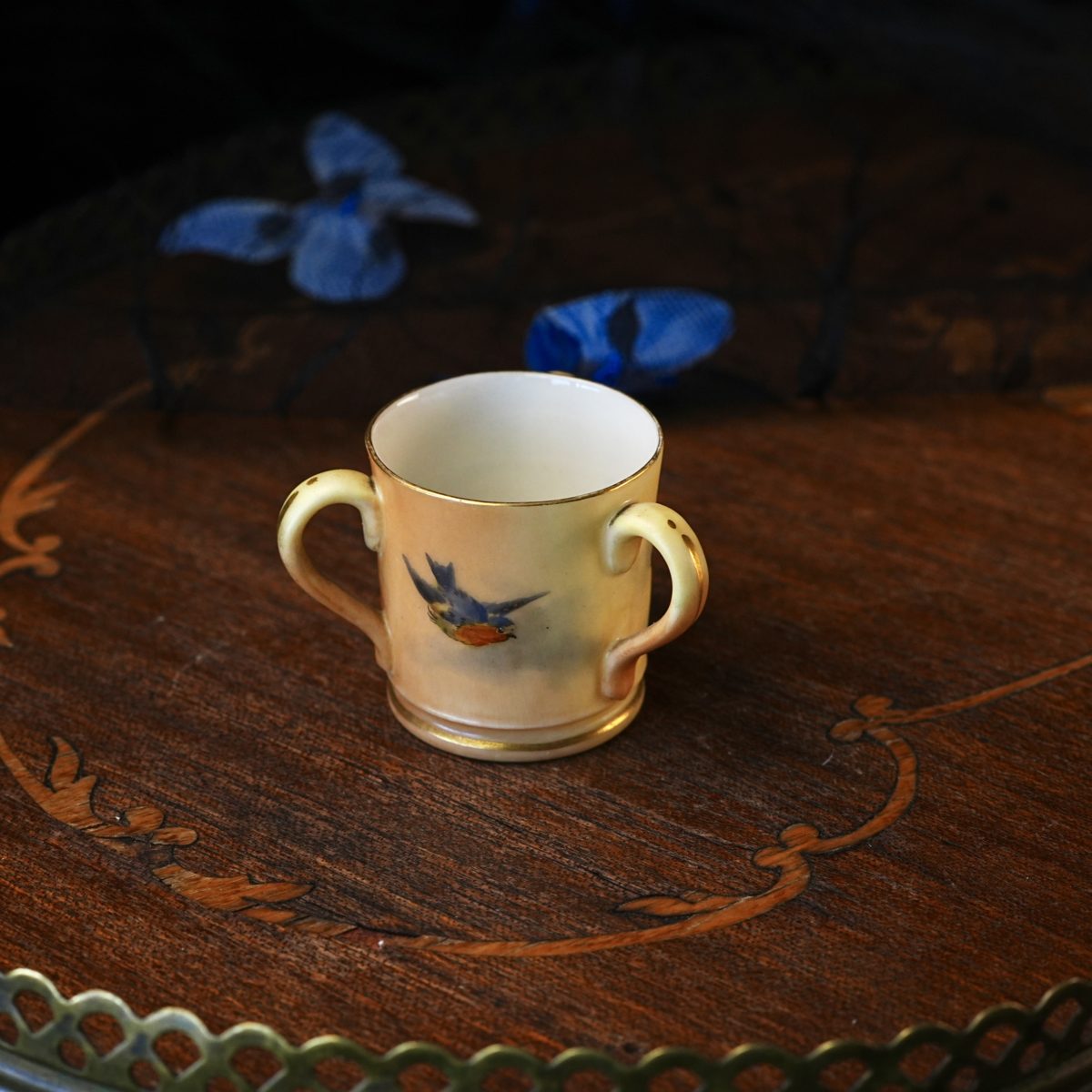 Antique Grainger Royal China Works Miniature Three Handled Tyg photo 4