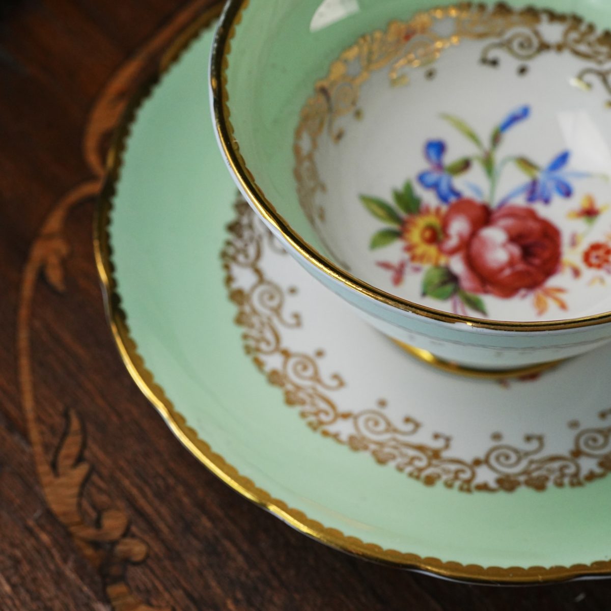 Vintage Grosvenor Apple Green Teacup & Saucer photo 3