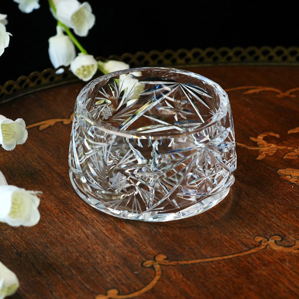 Vintage Hand Cut Lead Crystal Creamer And Sugar Bowl Set photo 4