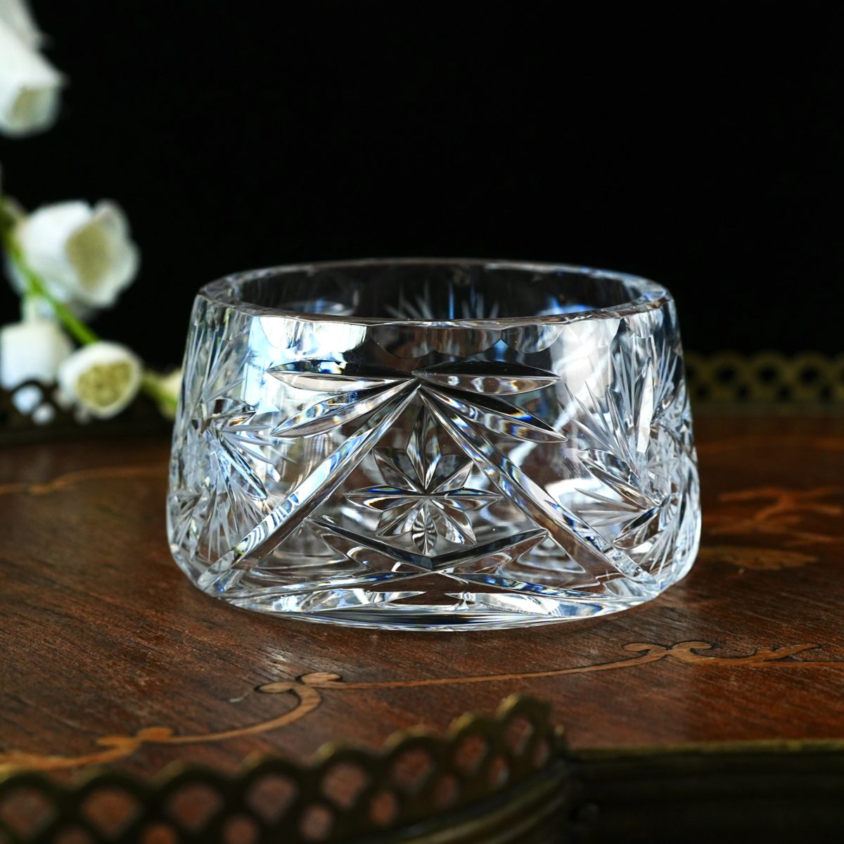 Vintage Hand Cut Lead Crystal Creamer And Sugar Bowl Set photo 5