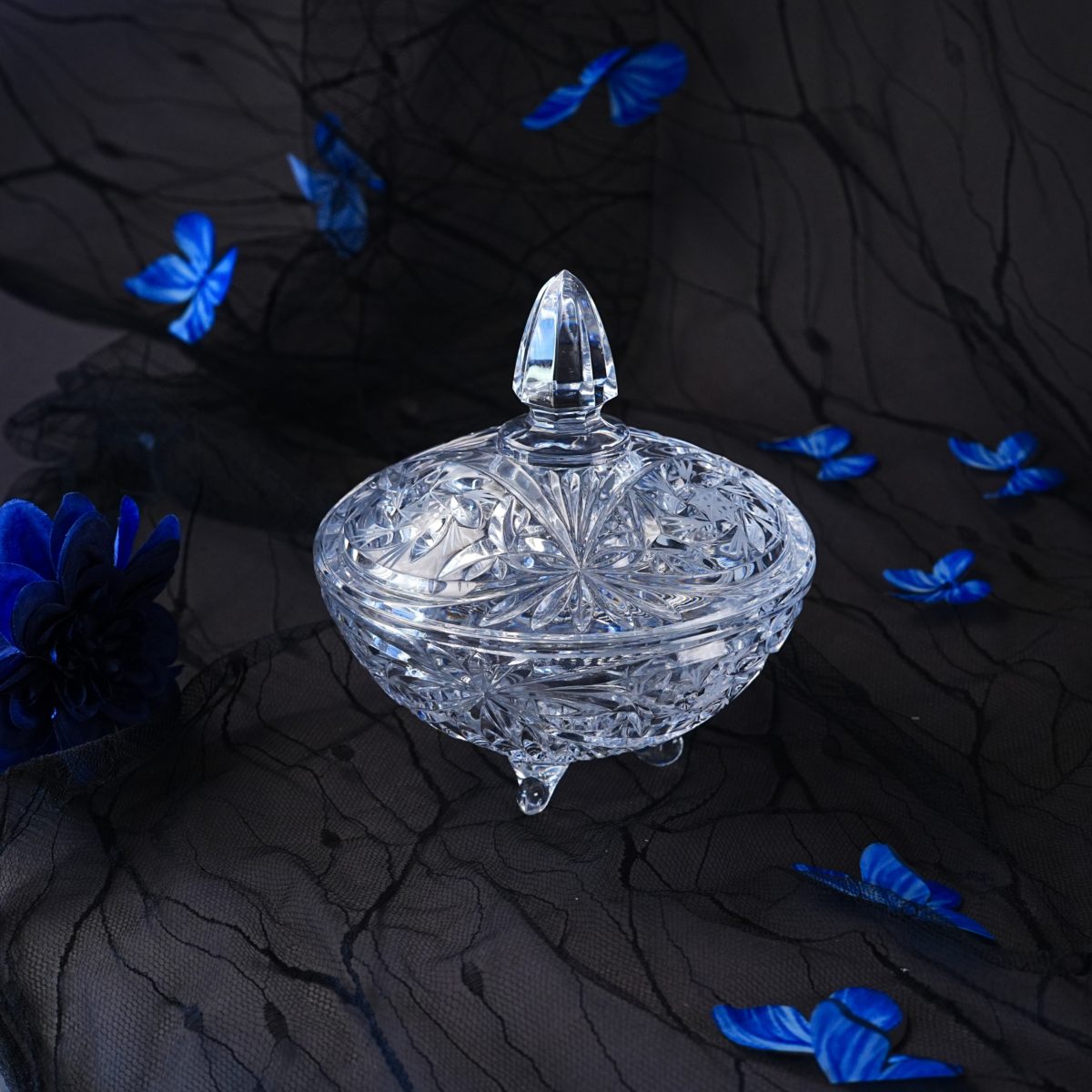 Vintage Hand Cut Lead Crystal Lidded Candy Dish photo 2