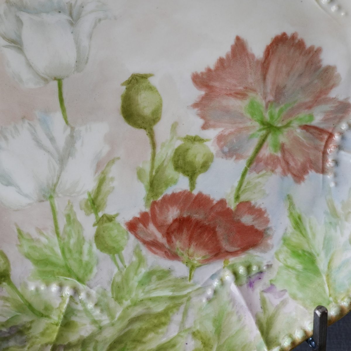 Antique 1899 Limoges Hand-Painted Poppy Plate photo 2