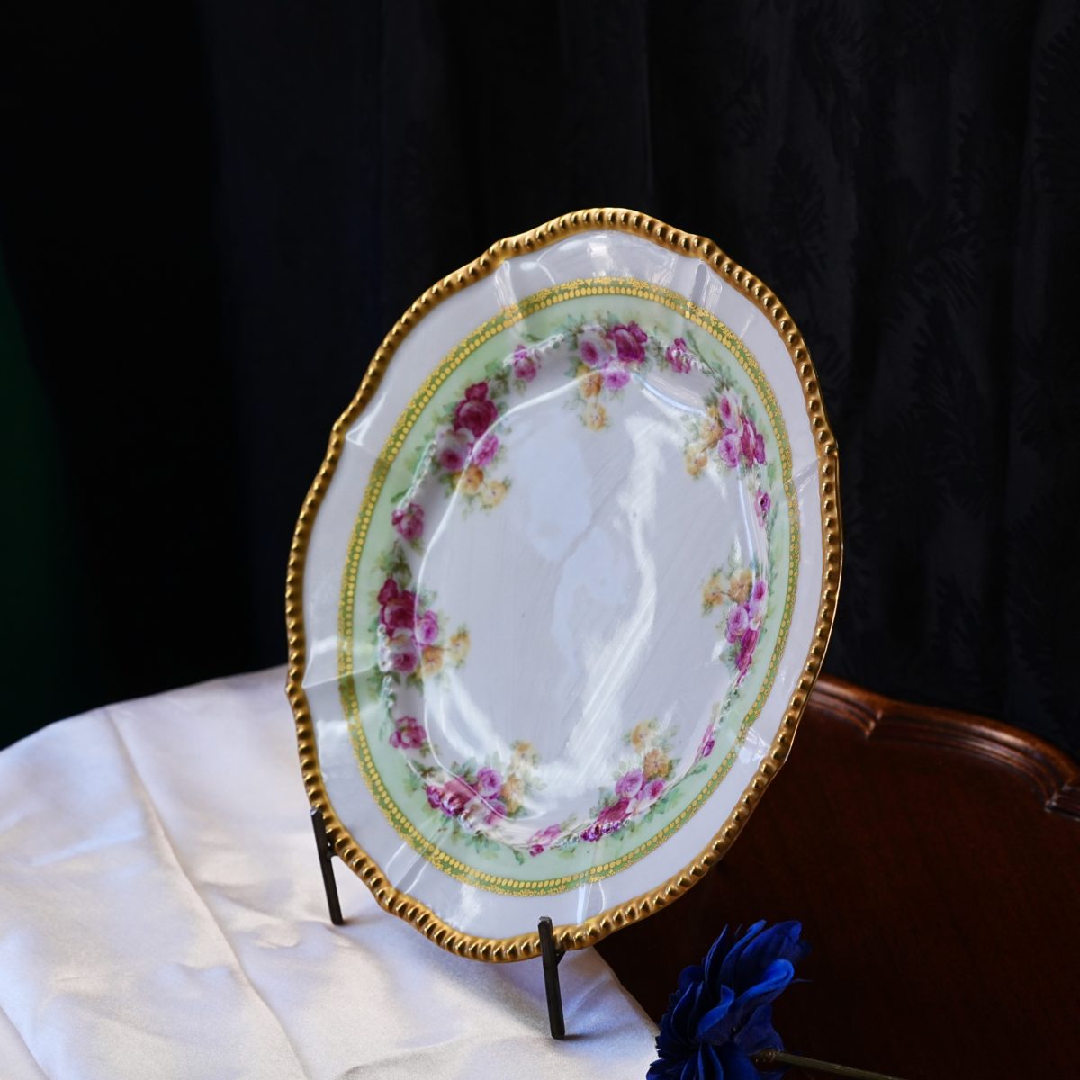 Antique Limoges France Rose Garland Plate photo 2