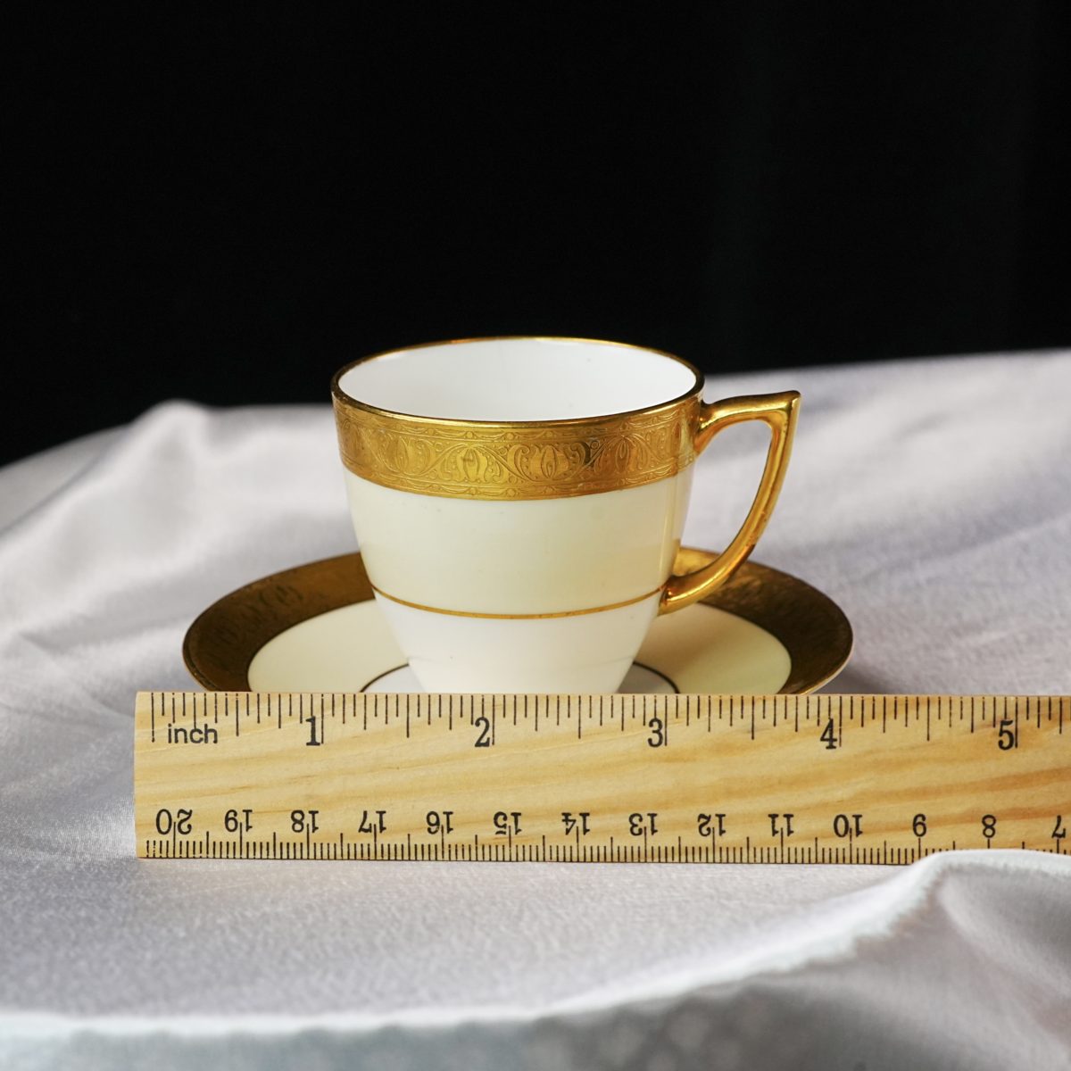 Antique Mintons for Birks Acid-Etched Gold Demitasse Cup & Saucer photo 3