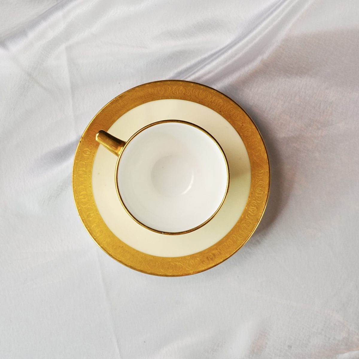 Antique Mintons for Birks Acid-Etched Gold Demitasse Cup & Saucer photo 5