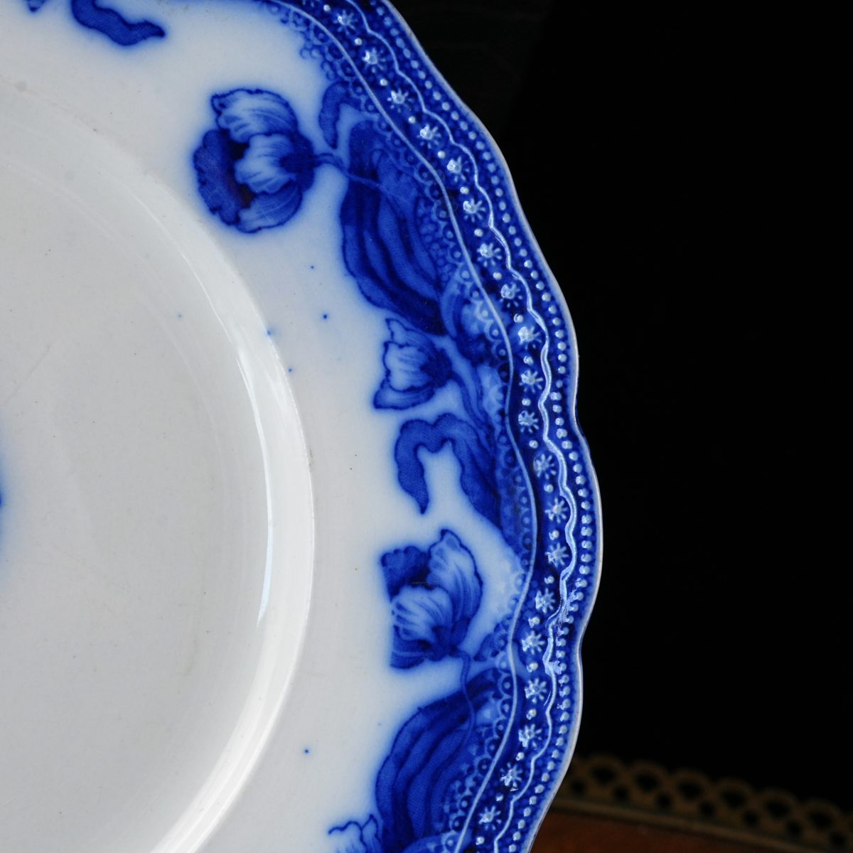 Antique New Wharf Pottery Geneva Flow Blue Plate photo 4