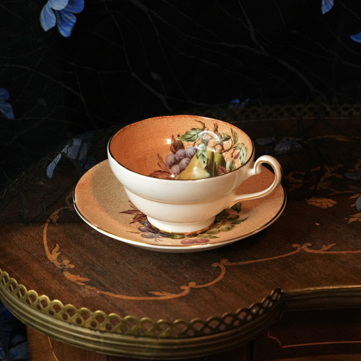 Vintage Old Royal Bone China Fruit Teacup Saucer photo 2