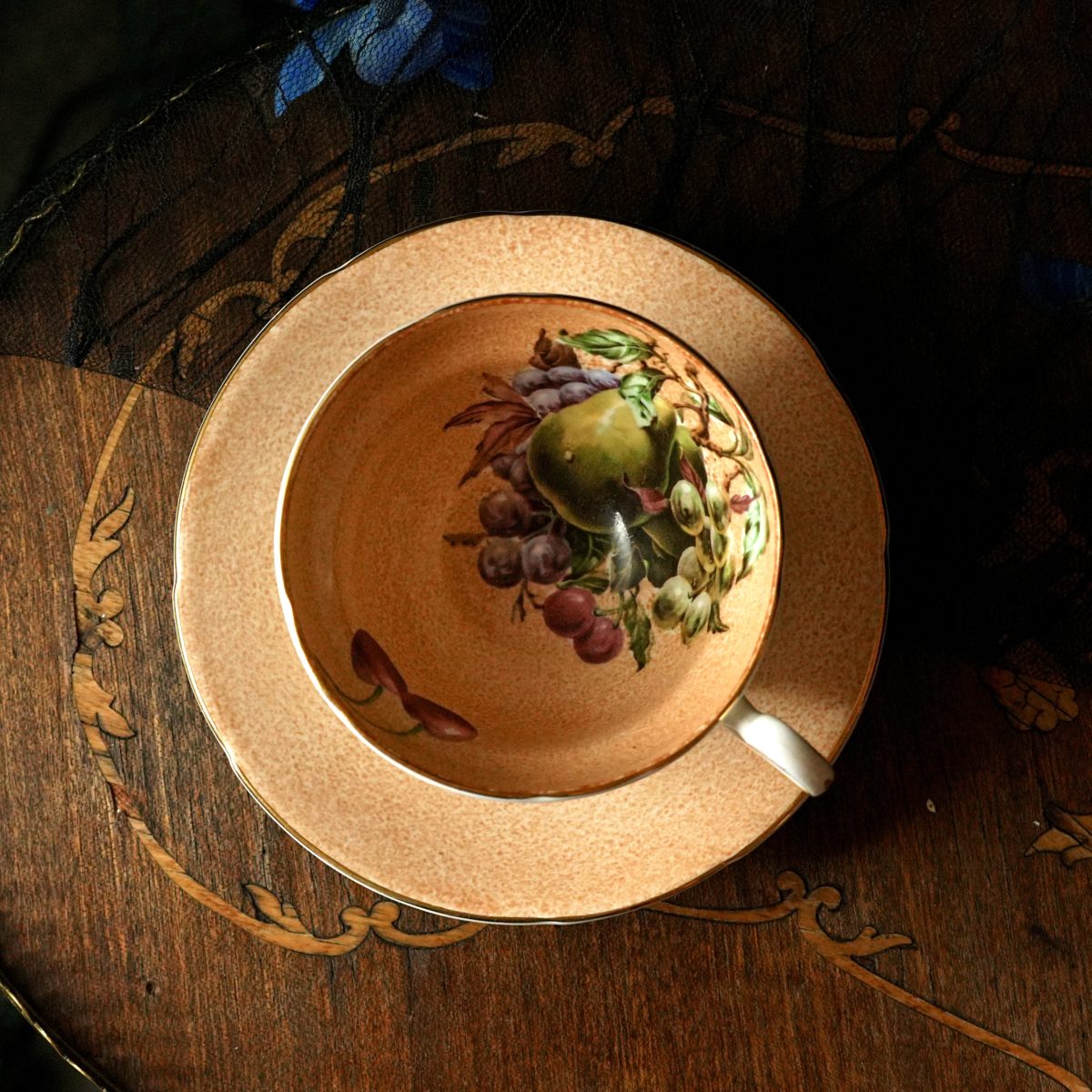 Vintage Old Royal Bone China Fruit Teacup Saucer photo 3