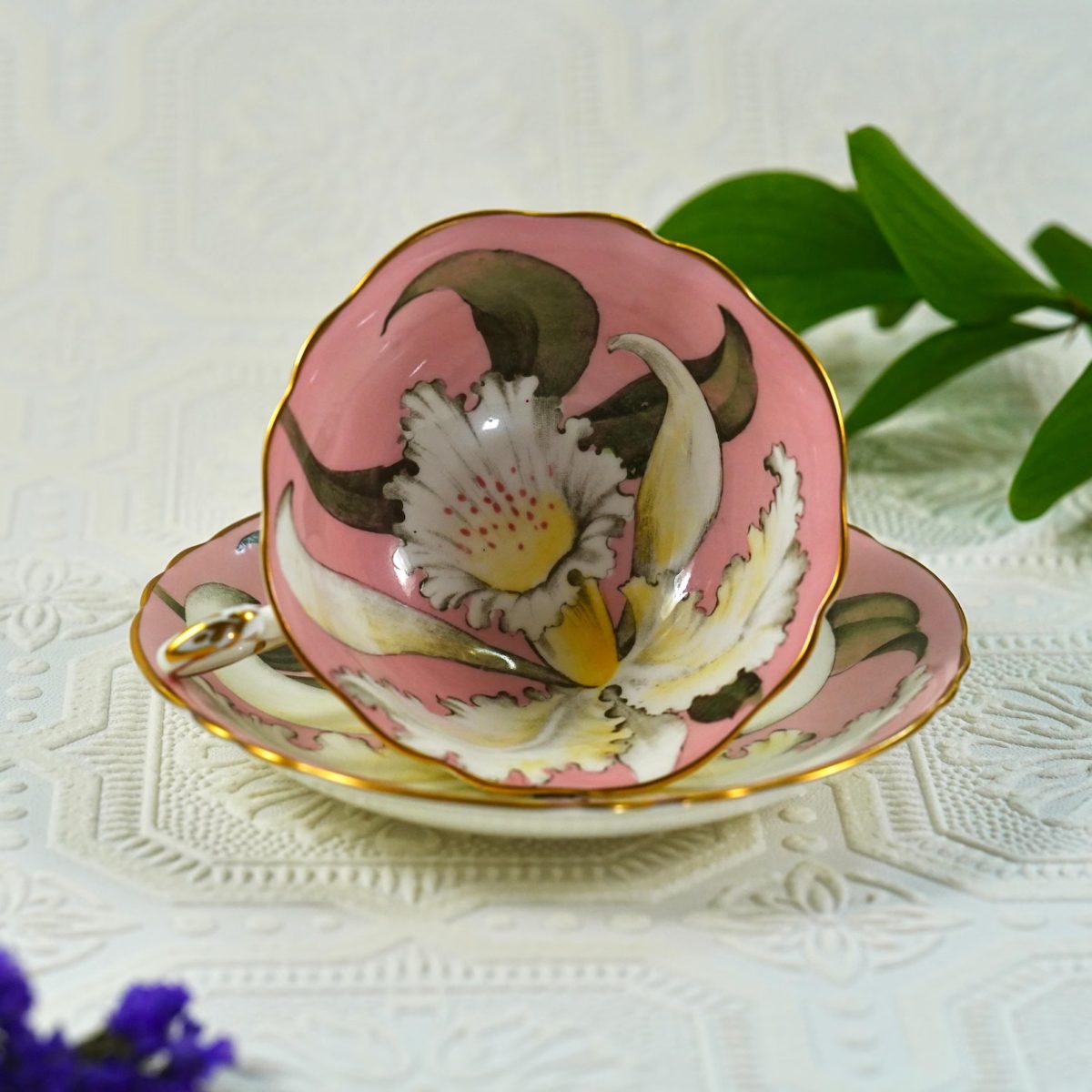 Vintage Paragon Pink Orchid Teacup & Saucer photo 3
