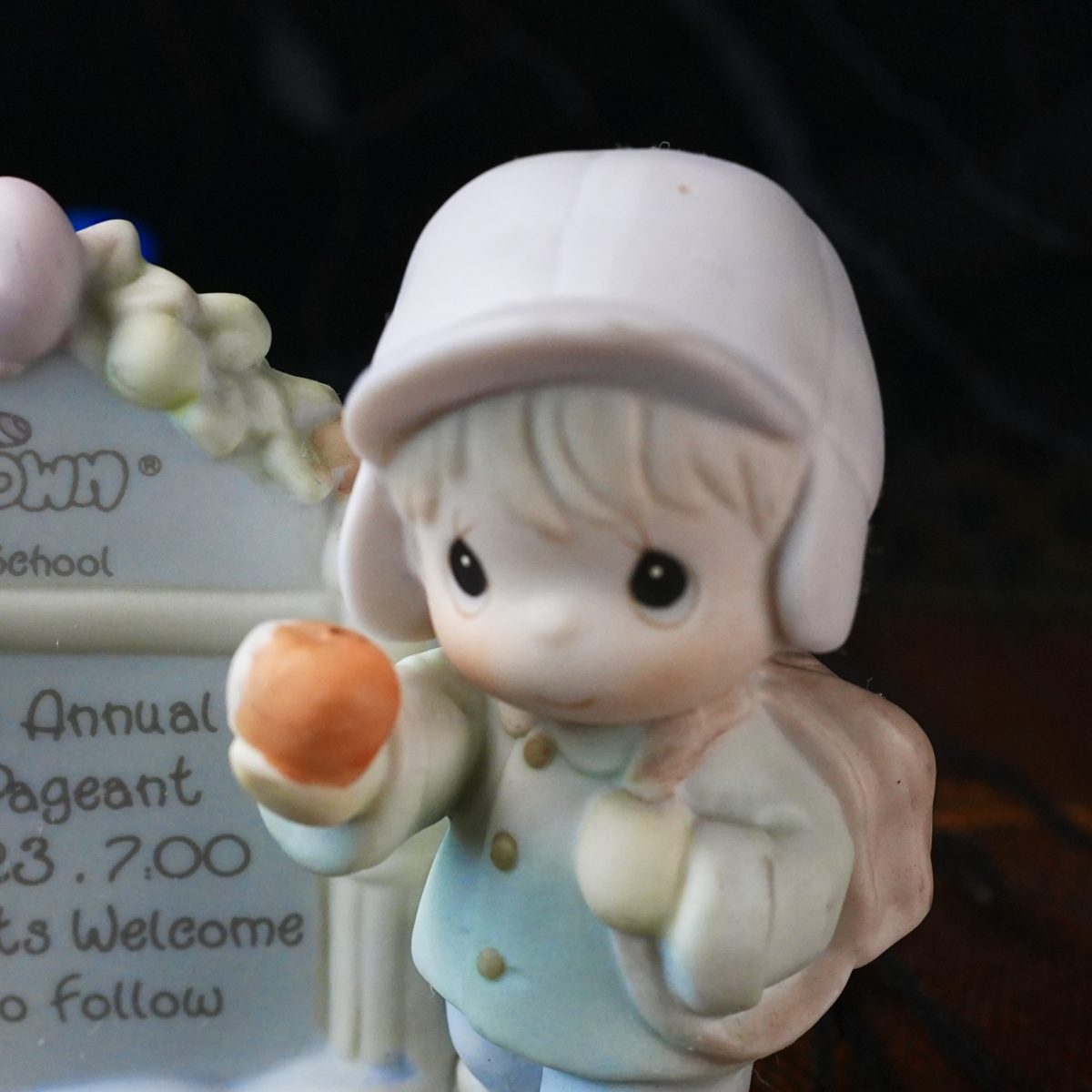 Vintage Precious Moments Sugar Town Boy with Snowball Sign photo 2